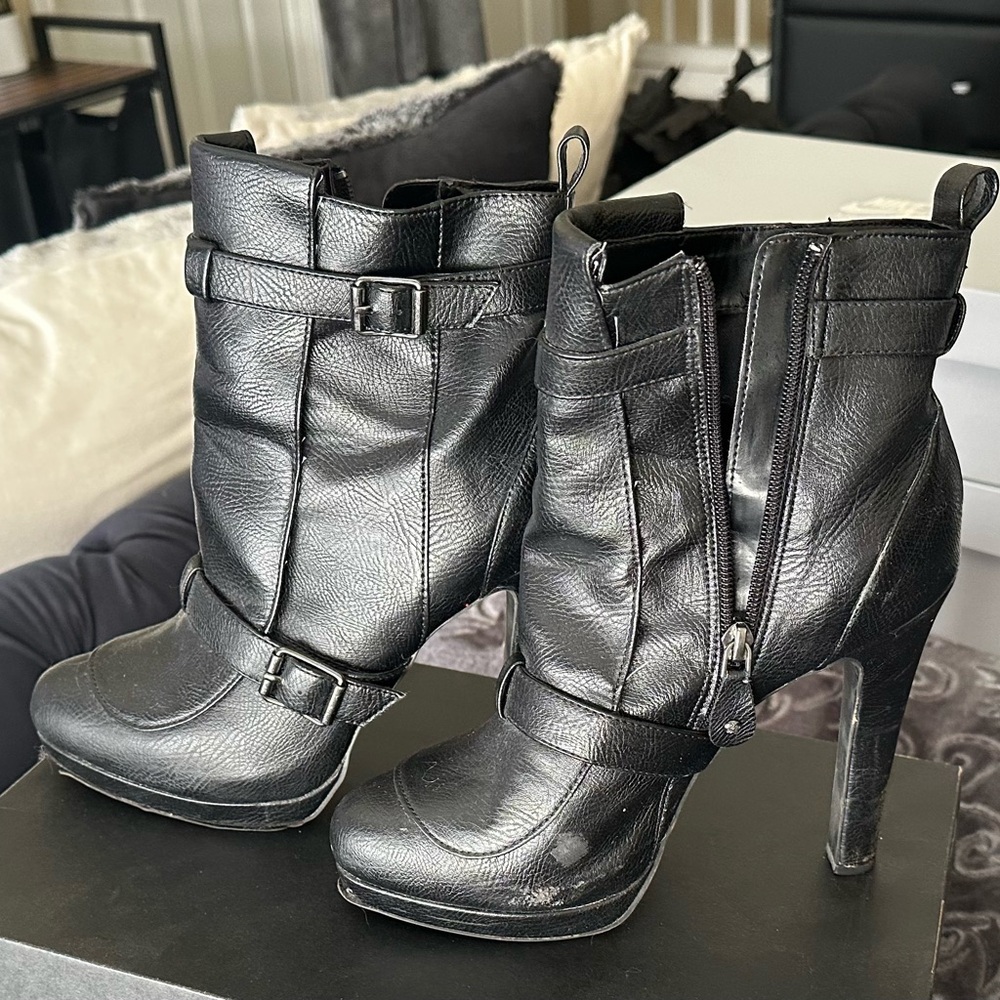 Black Leather Ankle Boots